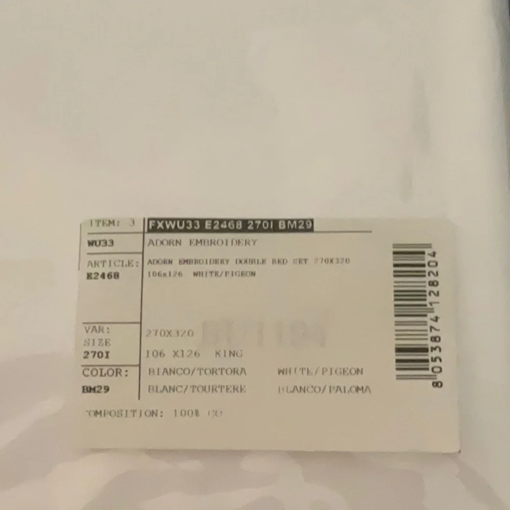 NWT FRETTE KING SHEET SET WHITE GREY ADORN EMBROIDERY